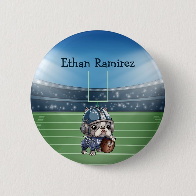 Cute Fransk bulldog Quarterback Football Stadium Knapp (Framsida)
