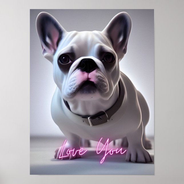 Cute Fransk Bulldog Quote KÄRLEK You Wall Art Art Poster (Framsidan)