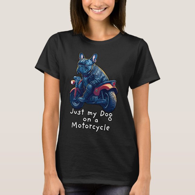 Cute Fransk Bulldog ridmotorcykel vid jul T Shirt (Framsida)