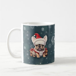 Cute Fransk Bulldog Santa Hat God jul Kaffemugg