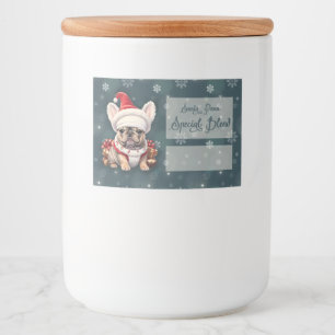 Cute Fransk Bulldog Santa Hat God jul Mat Etiketter