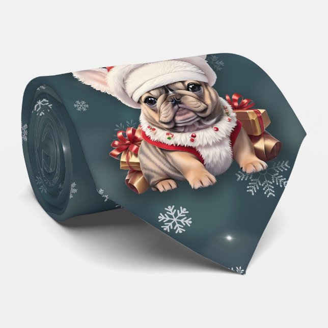 Cute Fransk Bulldog Santa Hat God jul Slips (Rullad)