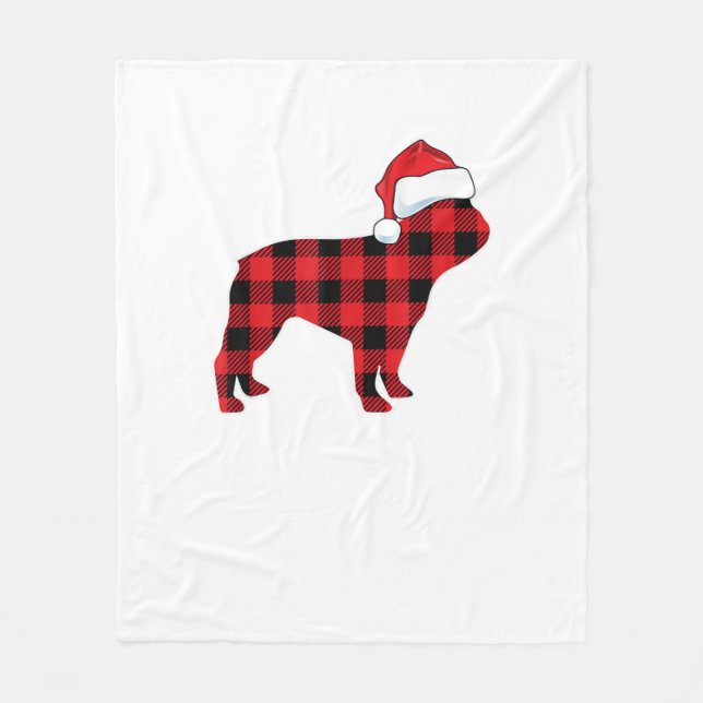 Cute Fransk Bulldog Santa Hat jul Red Play Fleecefilt (Framsidan)