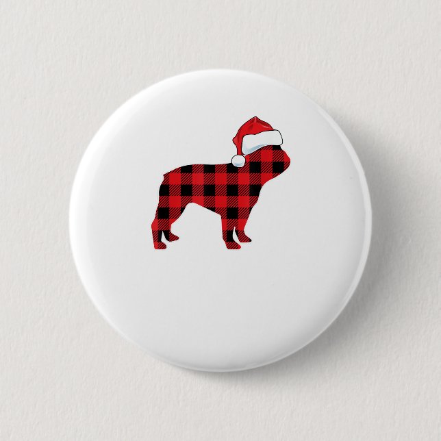 Cute Fransk Bulldog Santa Hat jul Red Play Knapp (Framsida)