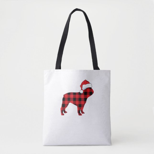 Cute Fransk Bulldog Santa Hat jul Red Play Tygkasse (Framsida)