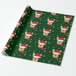 Cute Fransk Bulldog Santa Hat Wrapping Papprare Presentpapper
