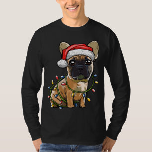 Cute Fransk Bulldog Santa Julgran Ljus Xm T Shirt