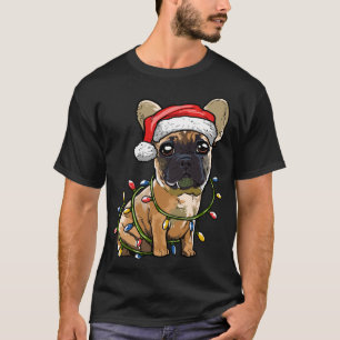 Cute Fransk Bulldog Santa Julgran Ljus Xm T Shirt