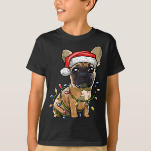 Cute Fransk Bulldog Santa Julgran Ljus Xm T Shirt