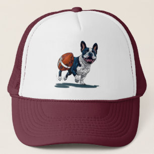 Cute Fransk Bulldog spelar fotboll Keps