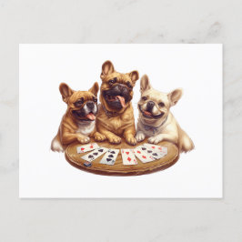 Cute Fransk Bulldog Spelkort Vykort