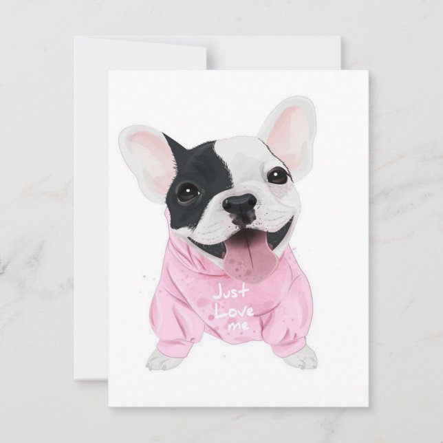Cute Fransk Bulldog Stuck | Bara Kärlek Me Inbjudningar (Framsida)