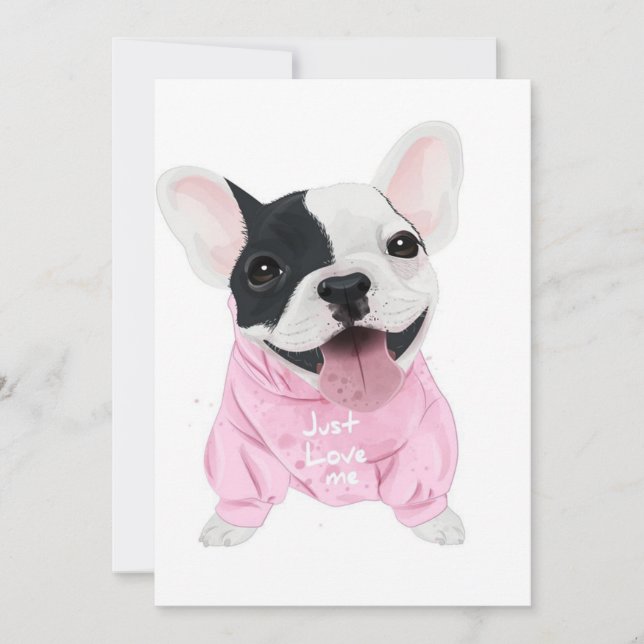 Cute Fransk Bulldog Stuck | Bara Kärlek Me Julkort (Framsida)