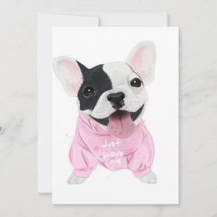 Cute Fransk Bulldog Stuck Bara Kärlek Me Julkort