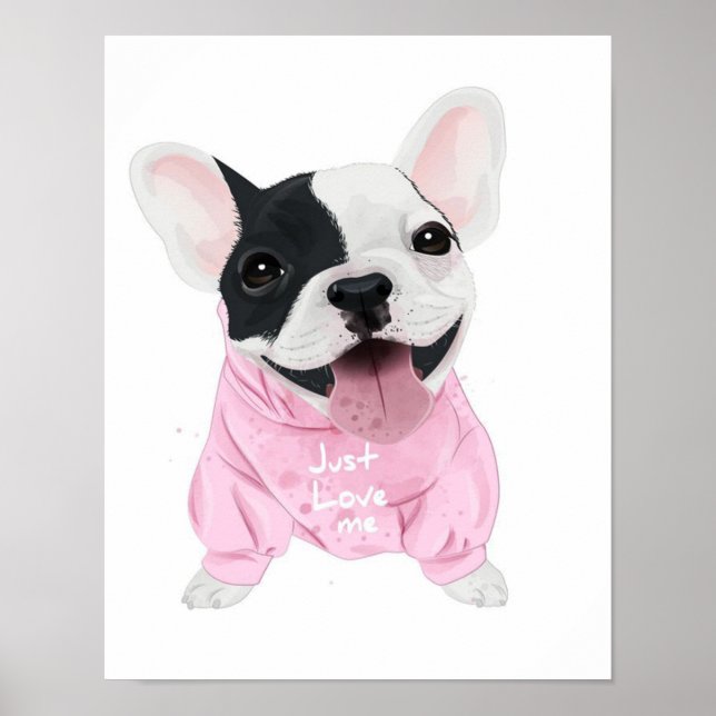 Cute Fransk Bulldog Stuck | Bara Kärlek Me Poster (Framsidan)