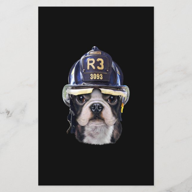 Cute Fransk Bulldog under Firefighter Helmet Flygblad (Framsidan)
