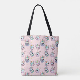 Cute Fransk Bulldog Unicorn Pastel Mönster Tygkasse