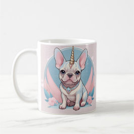 Cute Fransk Bulldog Unicorn Pastel rosa Kaffemugg