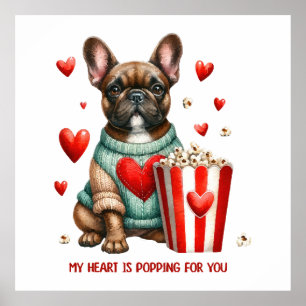 Cute Fransk Bulldog Valentines day hjärta Poster