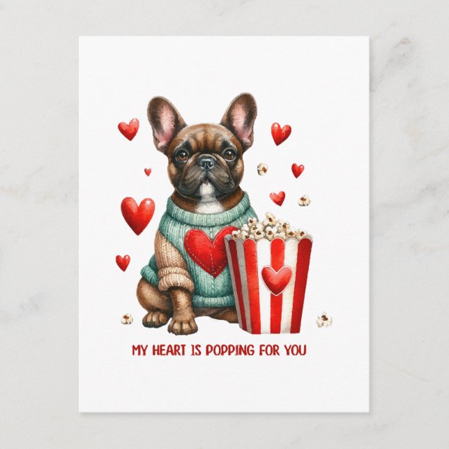 Cute Fransk Bulldog Valentines day hjärta Tilläggskort (Framsida)