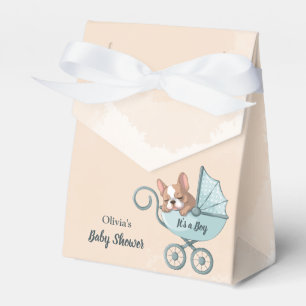 Cute Fransk Bulldog Valp Blue Barnvagn Baby Shower Presentaskar