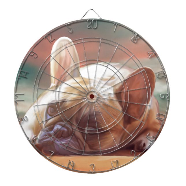 Cute Fransk Bulldog Vatten Färg Art Paeing Paintin Piltavla (Framsidan)