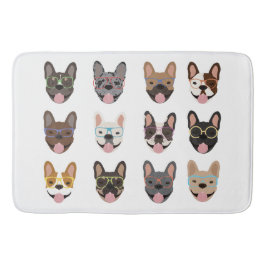 Cute Fransk Bulldog Wearing Glass Badrumsmatta