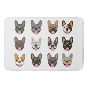 Cute Fransk Bulldog Wearing Glass Badrumsmatta