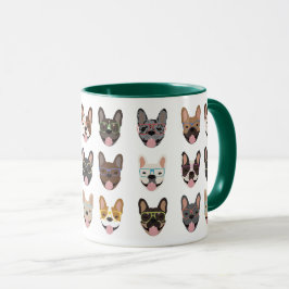 Cute Fransk Bulldog Wearing Glass Mugg