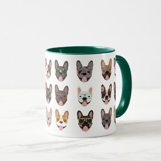 Cute Fransk Bulldog Wearing Glass Mugg (Framsida höger)