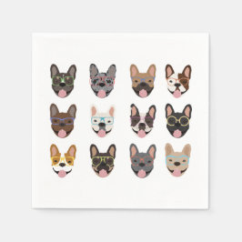 Cute Fransk Bulldog Wearing Glass Pappersservett