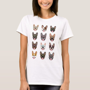Cute Fransk Bulldog Wearing Glass T Shirt