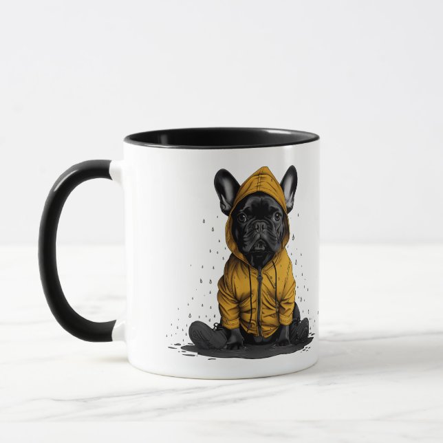 Cute Fransk Bulldog Wearing Rainrock Mugg (Vänster)