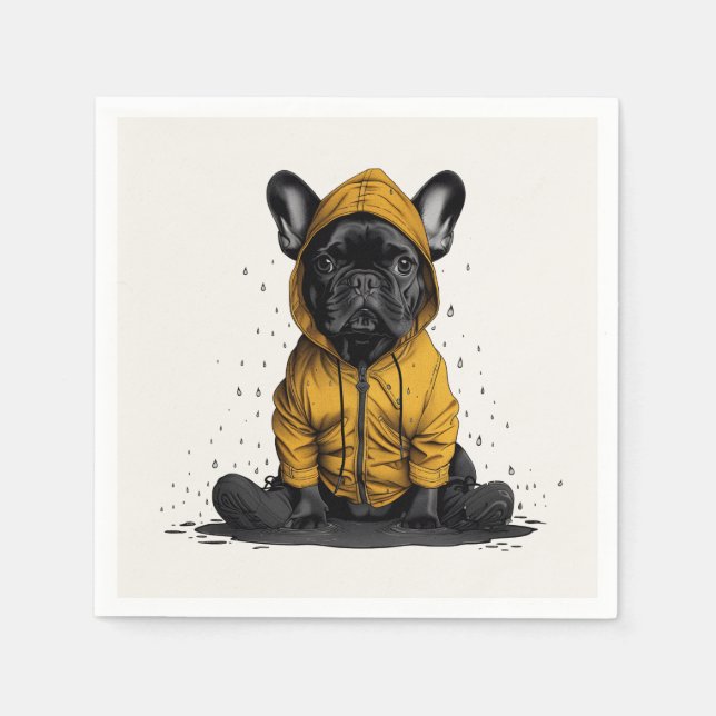 Cute Fransk Bulldog Wearing Rainrock Pappersservett (Framsidan)