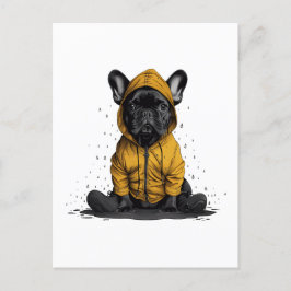 Cute Fransk Bulldog Wearing Rainrock Vykort