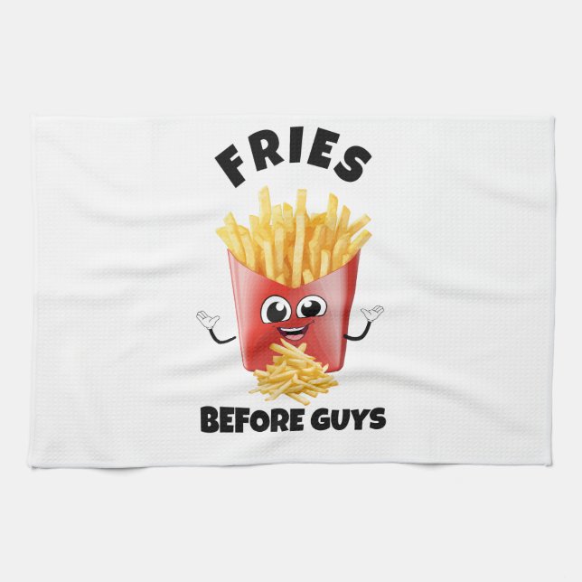 Cute Fransk Fries Tecknad Hoodie &Tee -funny Food Kökshandduk (Horisontell)