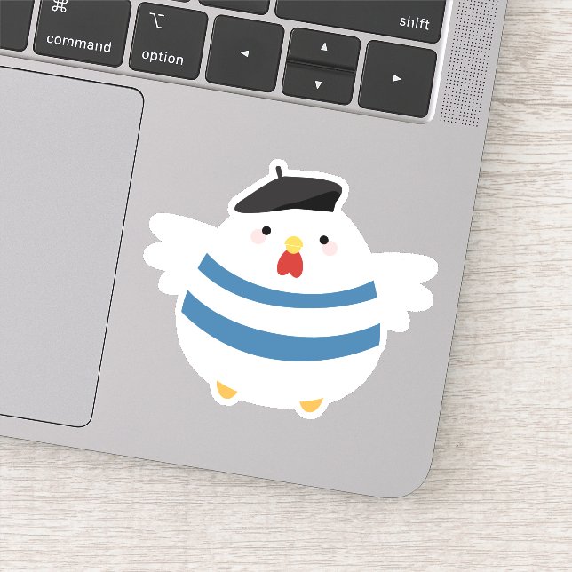 Cute Fransk Hen med Beret Klistermärken (Detalj)