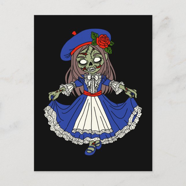 Cute Fransk Zombie Vykort (Framsida)