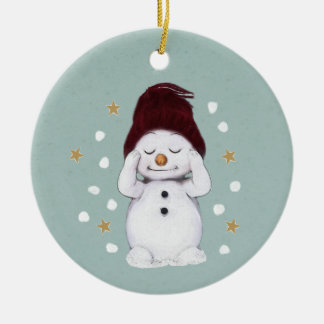 Cute fredliga vinterblå Snögubbe-vinterblå jul Julgransprydnad Keramik