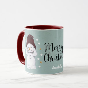 Cute fredliga vinterblå Snögubbe-vinterblå jul Mugg