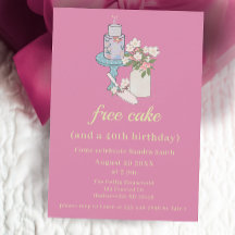 Cute Free Cake Funny 40th Birthday