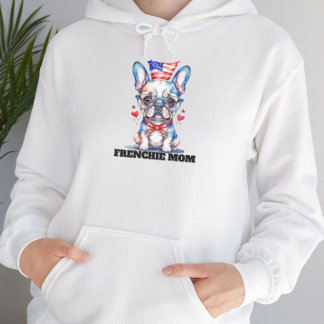 Cute French Bulldog American Flag with Hearts T Shirt