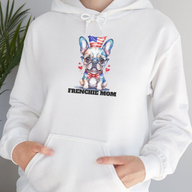 Cute French Bulldog American Flag with Hearts T Shirt (Skapare uppladdad)