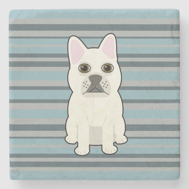 Cute French Bulldog Blue Striped Stenunderlägg (Framsidan)