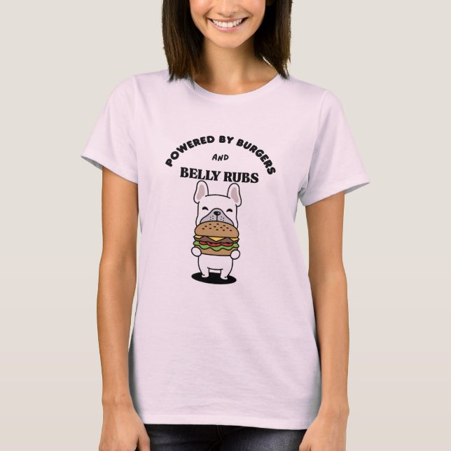 Cute French Bulldog Burger Lover Design T Shirt (Framsida)