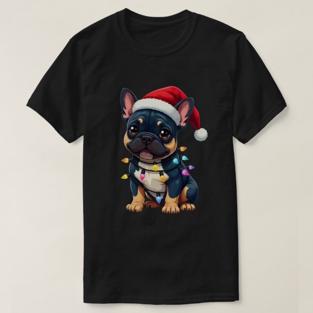 Cute French Bulldog Christmas Santa Pet Dog Lover  T Shirt (Design framsida)