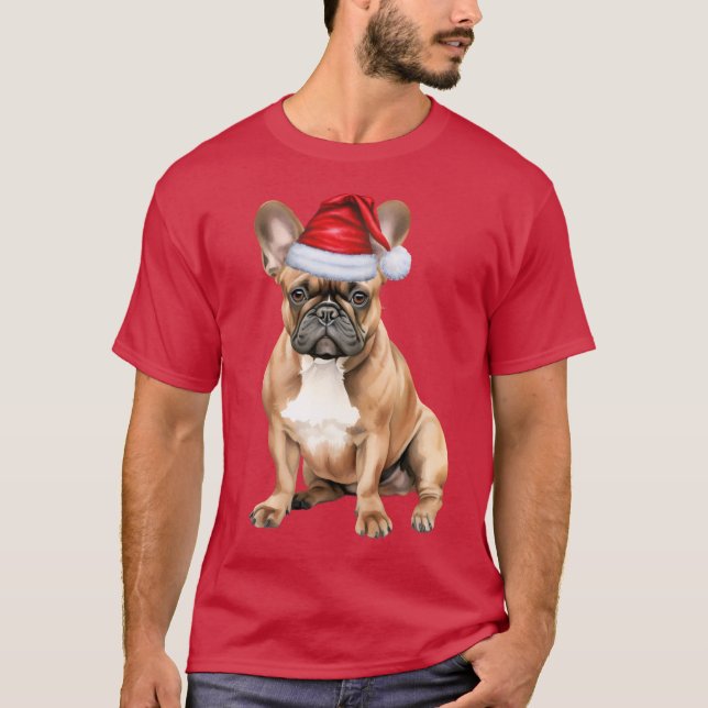 Cute French Bulldog Funny Christmas T Shirt (Framsida)