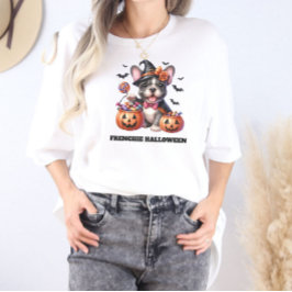 Cute French Bulldog Halloween Candy Witch T Shirt