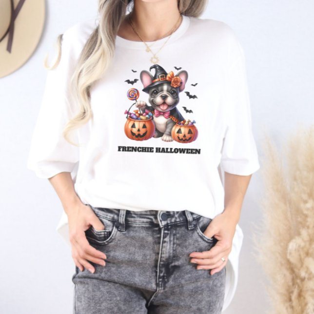 Cute French Bulldog Halloween Candy Witch T Shirt (Skapare uppladdad)