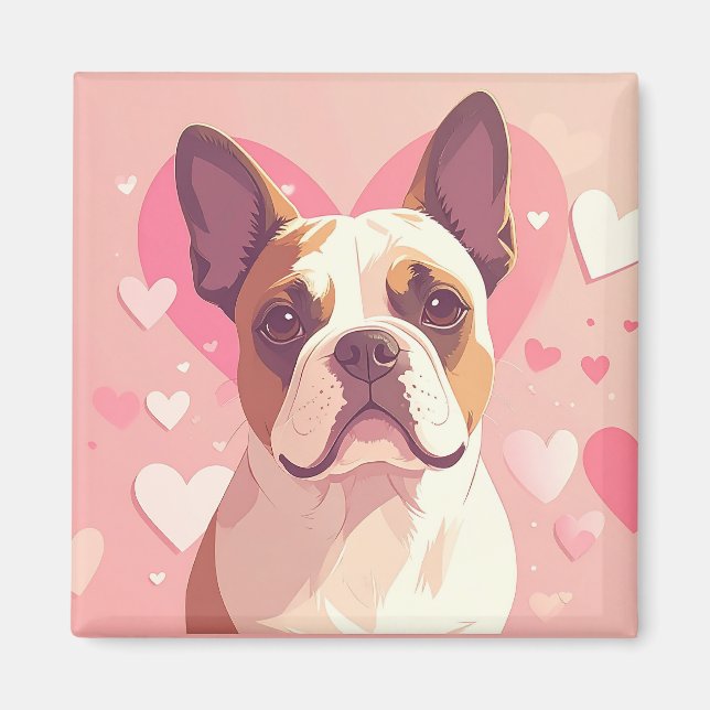 Cute French Bulldog Love Magnet (Framsidan)
